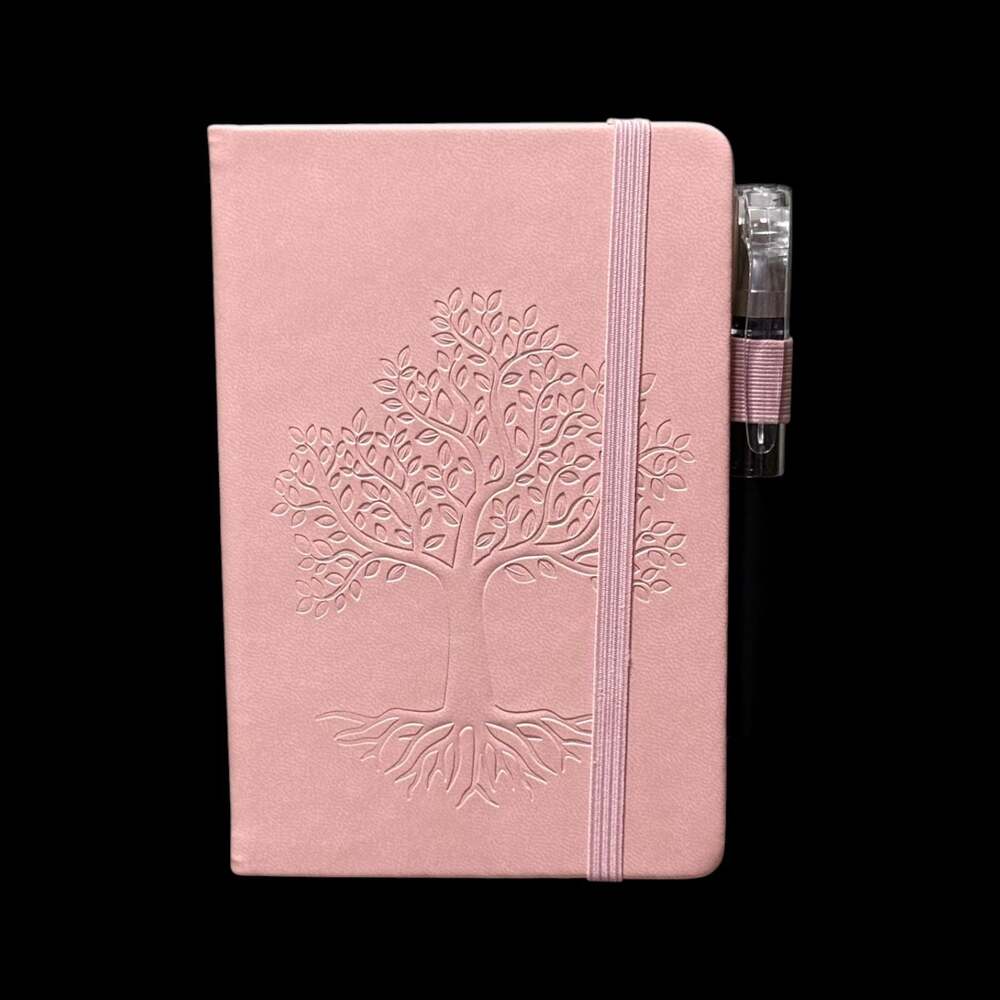 Pink Rose Tree of Life Embossed Small Hardcover Lined Journal with Pen